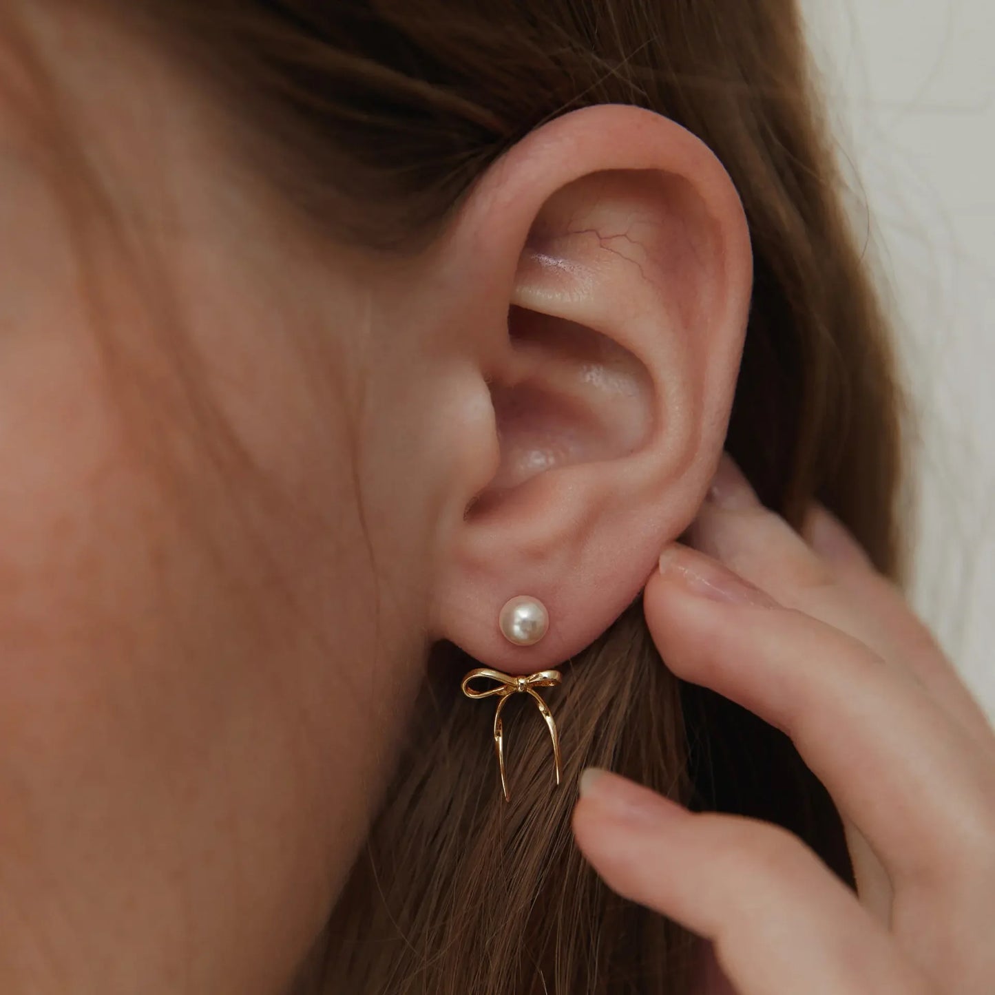 Vintage Bow and Pearl Earrings